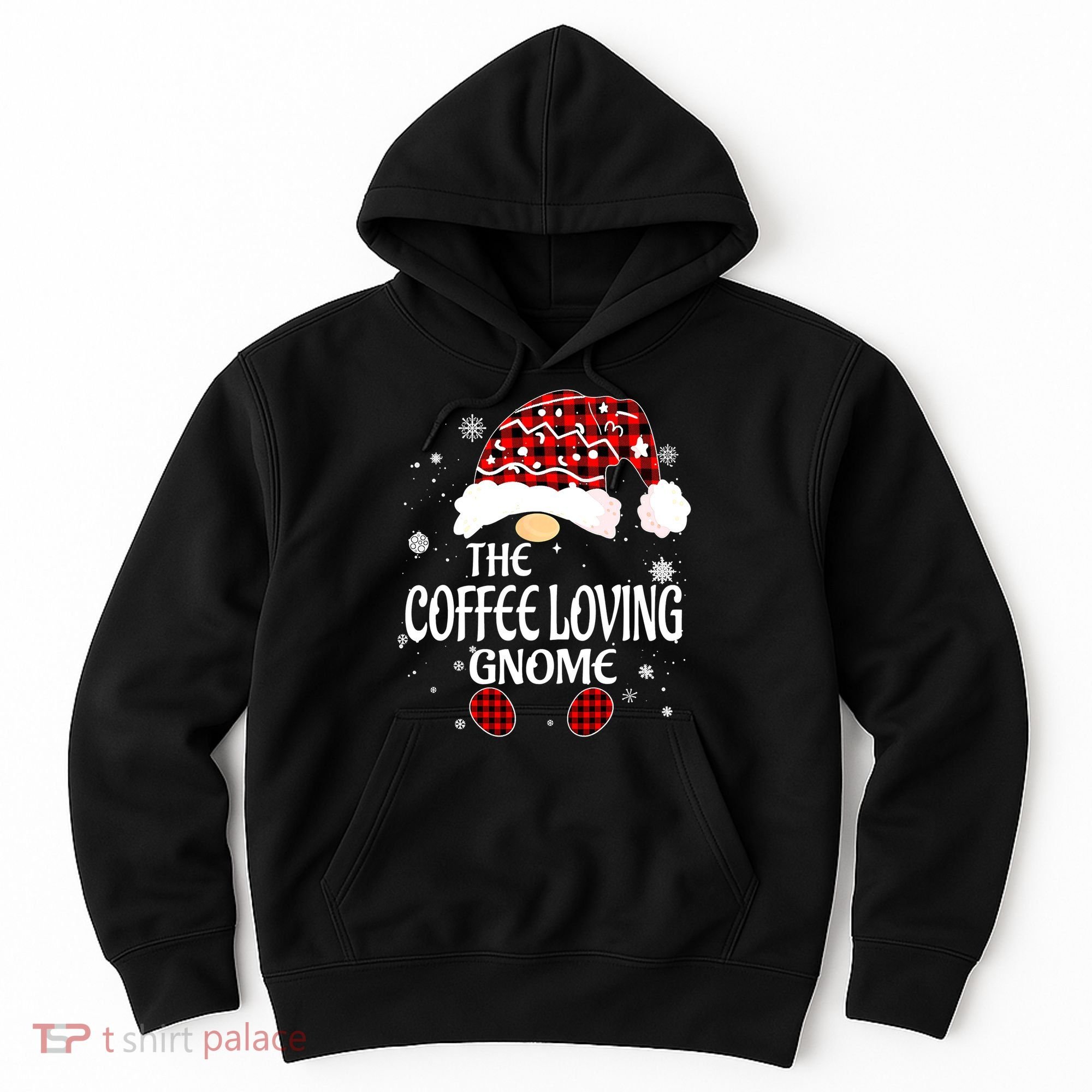 Coffee Loving Gnome Christmas Buffalo Plaid Family Matching Hoodie