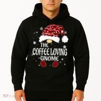 Coffee Loving Gnome Christmas Buffalo Plaid Family Matching Hoodie thumb 2