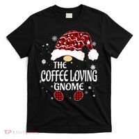 Coffee Loving Gnome Christmas Buffalo Plaid Family Matching T-Shirt thumb 0