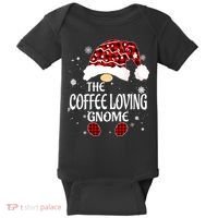 Coffee Loving Gnome Christmas Buffalo Plaid Family Matching Baby Bodysuit thumb 0