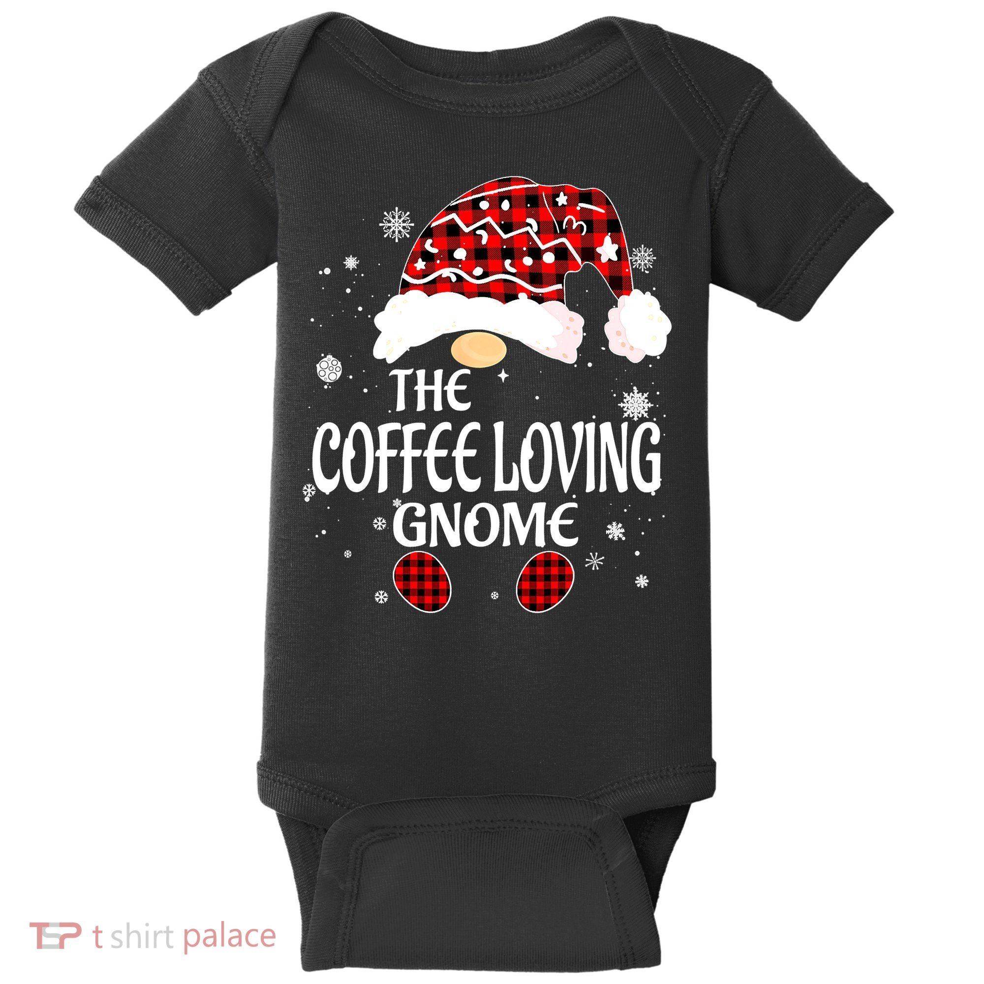 Coffee Loving Gnome Christmas Buffalo Plaid Family Matching Baby Bodysuit