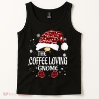 Coffee Loving Gnome Christmas Buffalo Plaid Family Matching Tank Top thumb 2