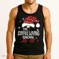 Coffee Loving Gnome Christmas Buffalo Plaid Family Matching Tank Top thumb 3
