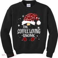 Coffee Loving Gnome Christmas Buffalo Plaid Family Matching Kids Sweatshirt thumb 0