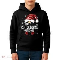 Coffee Loving Gnome Christmas Buffalo Plaid Family Matching Kids Hoodie thumb 4