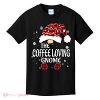 Coffee Loving Gnome Christmas Buffalo Plaid Family Matching Kids T-Shirt thumb 0