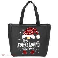 Coffee Loving Gnome Christmas Buffalo Plaid Family Matching Tote Bag thumb 0