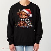 Christmas Lights Highland Cow Women's Sweatshirt thumb 0