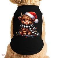 Christmas Lights Highland Cow Doggie Tank thumb 0