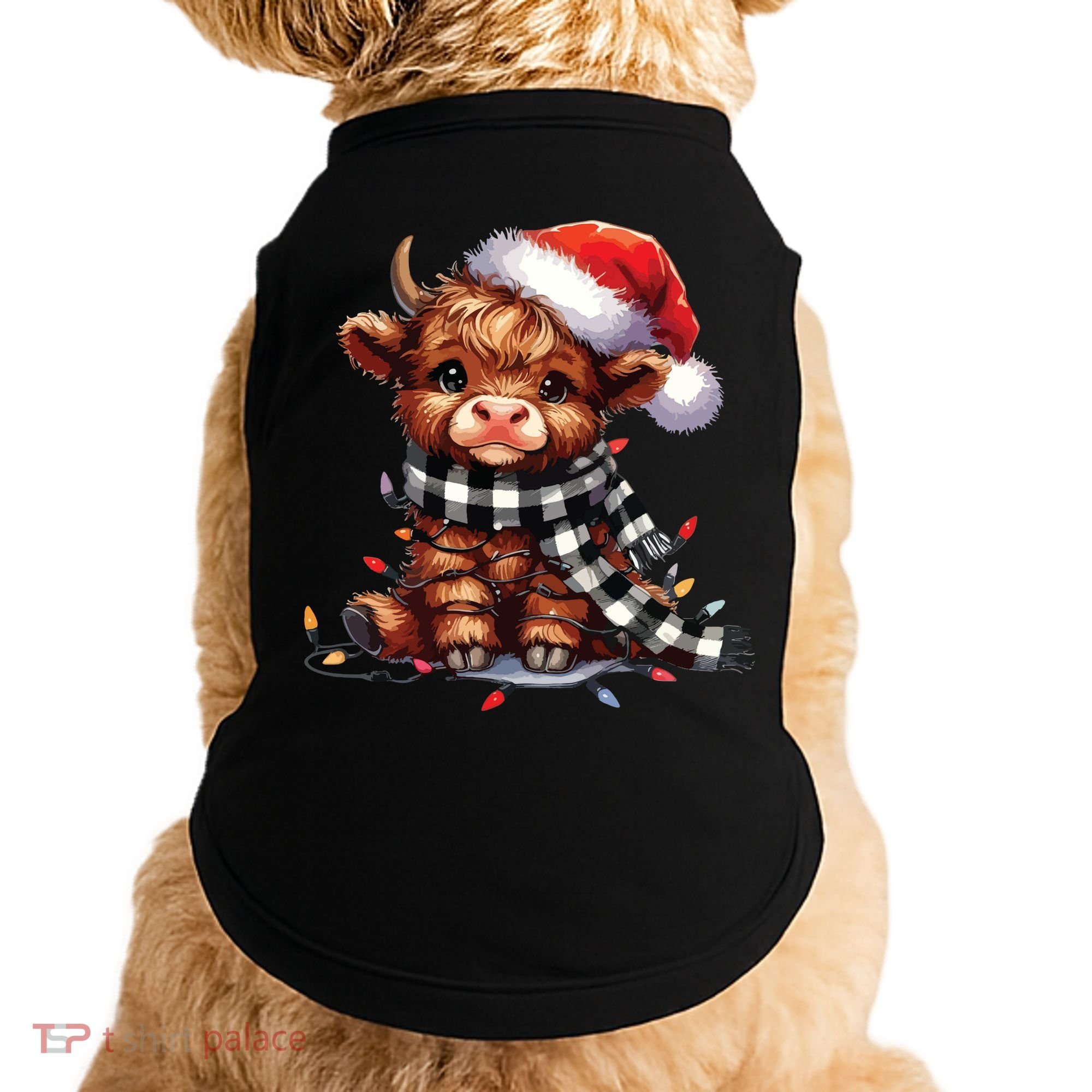 Christmas Lights Highland Cow Doggie Tank