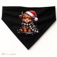 Christmas Lights Highland Cow USA-Made Doggie Bandana thumb 0