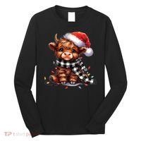 Christmas Lights Highland Cow Long Sleeve Shirt thumb 0