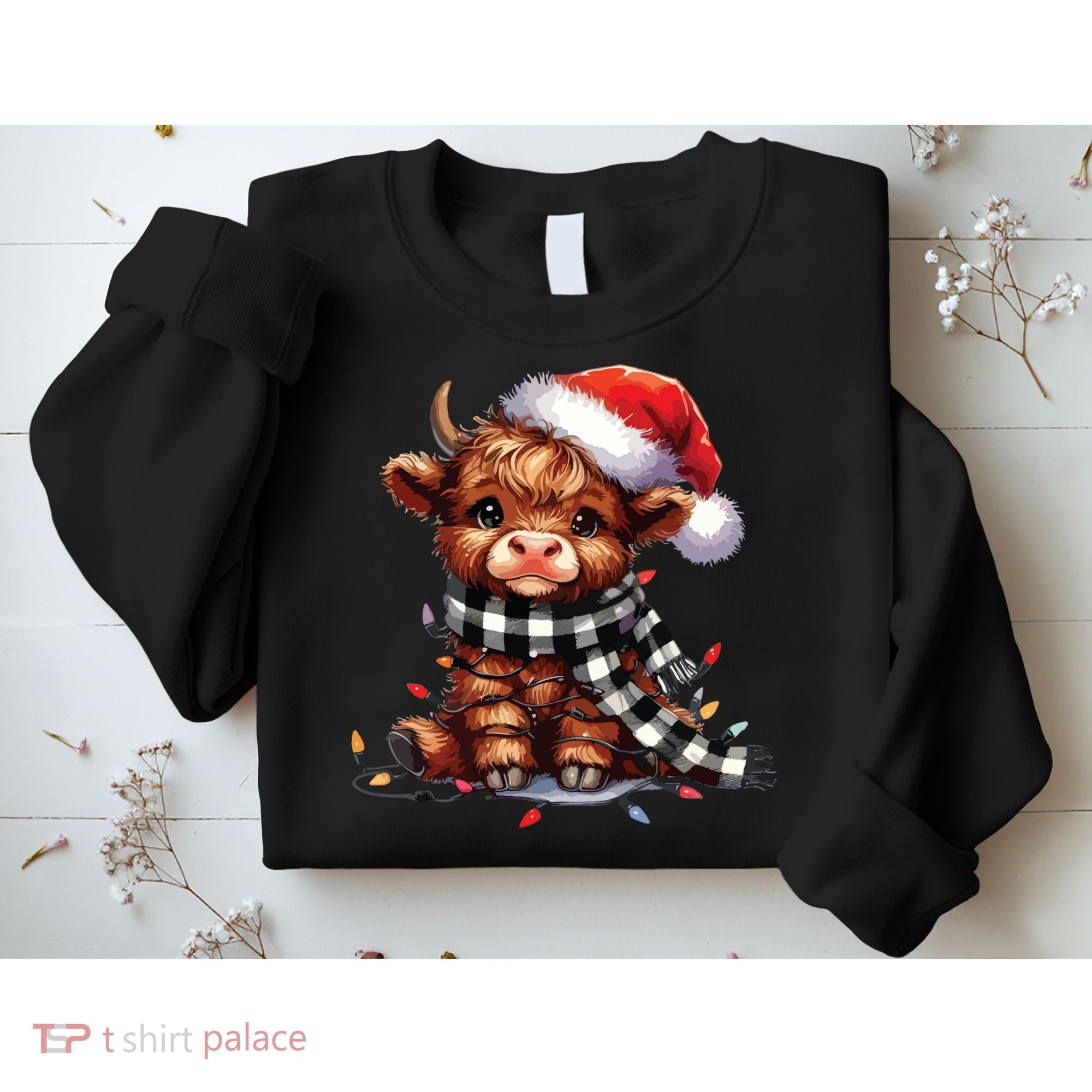 Christmas Lights Highland Cow Sweatshirt