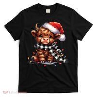 Christmas Lights Highland Cow T-Shirt thumb 0