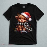 Christmas Lights Highland Cow T-Shirt thumb 5