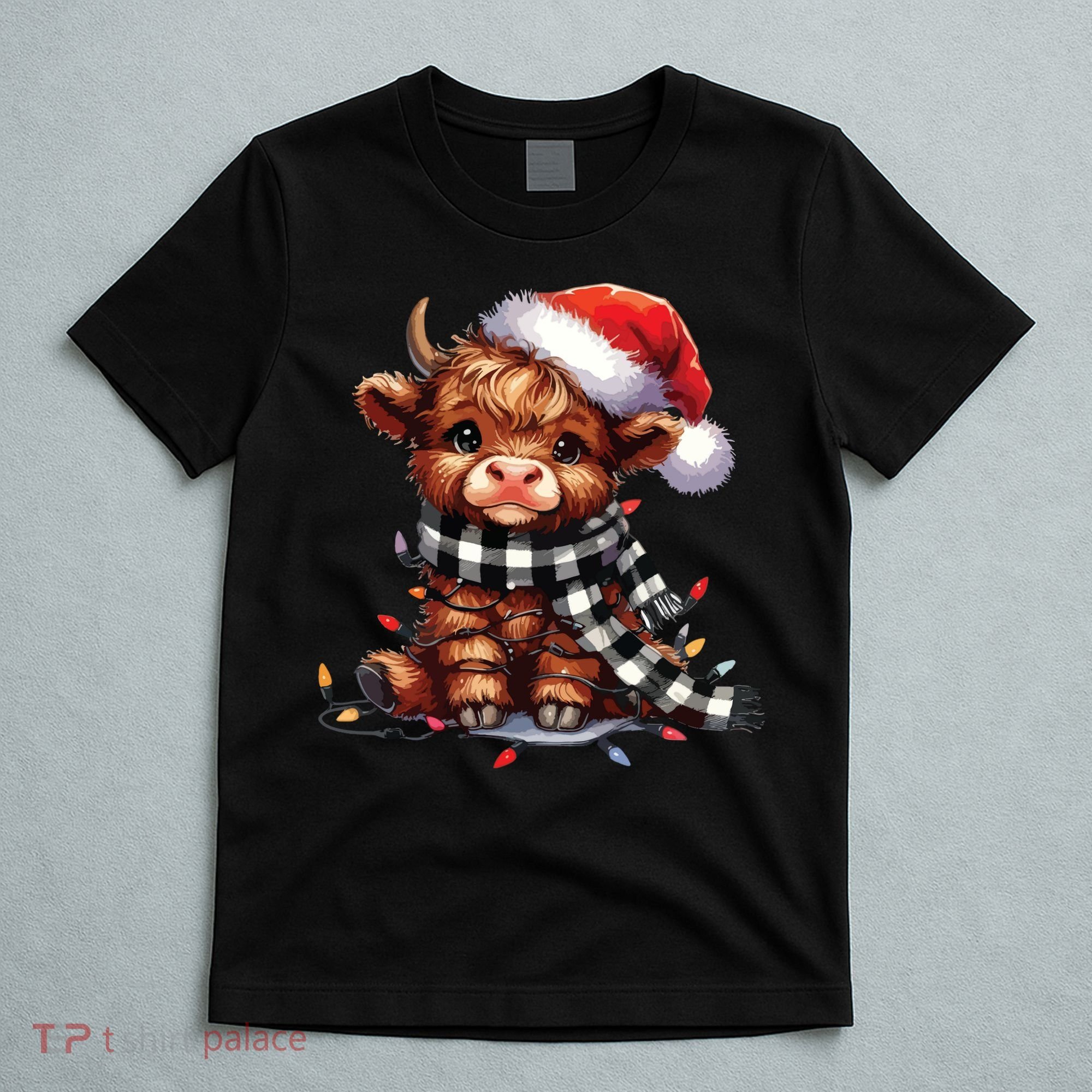 Christmas Lights Highland Cow T-Shirt