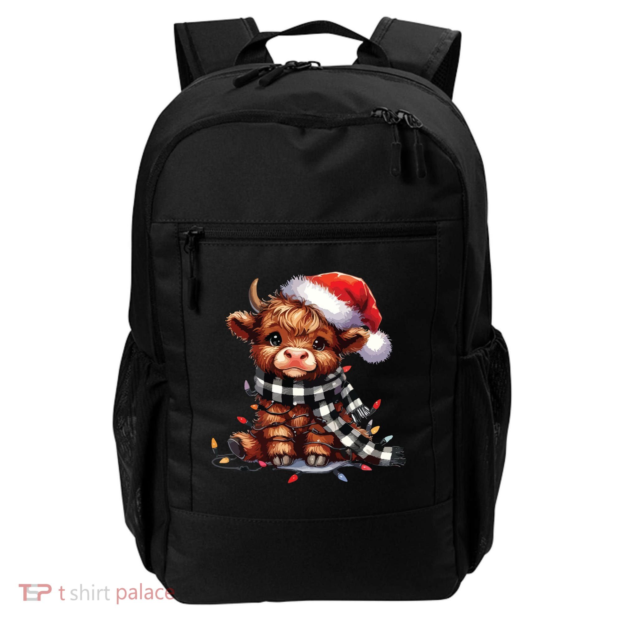 Christmas Lights Highland Cow Backpack