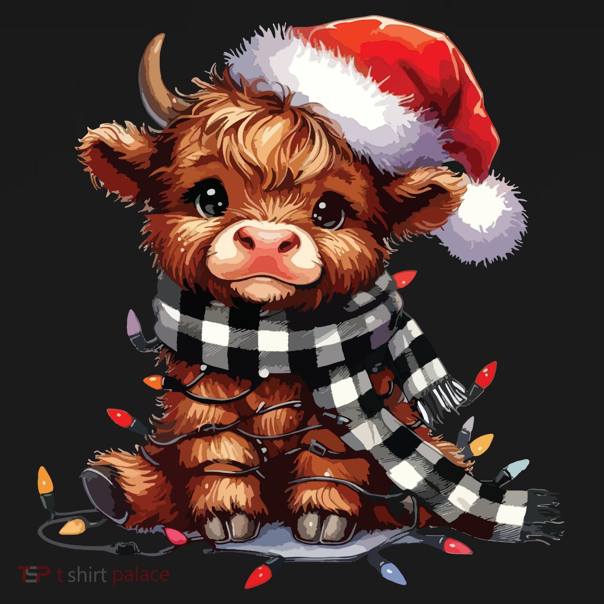 Christmas Lights Highland Cow Bucket Hat