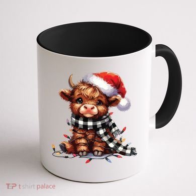 Christmas Lights Highland Cow Coffee Mug back