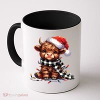 Christmas Lights Highland Cow Coffee Mug thumb 0