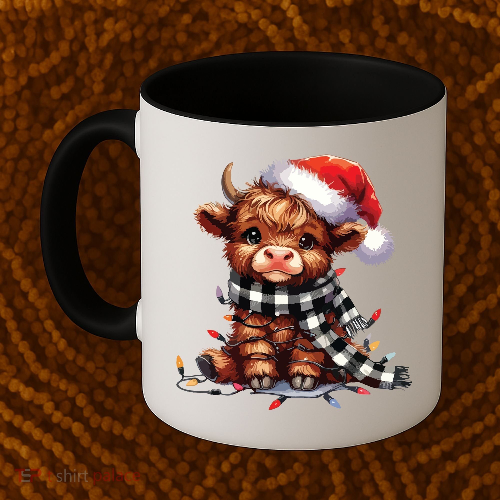 Christmas Lights Highland Cow Coffee Mug