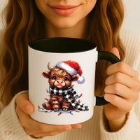 Christmas Lights Highland Cow Coffee Mug thumb 3
