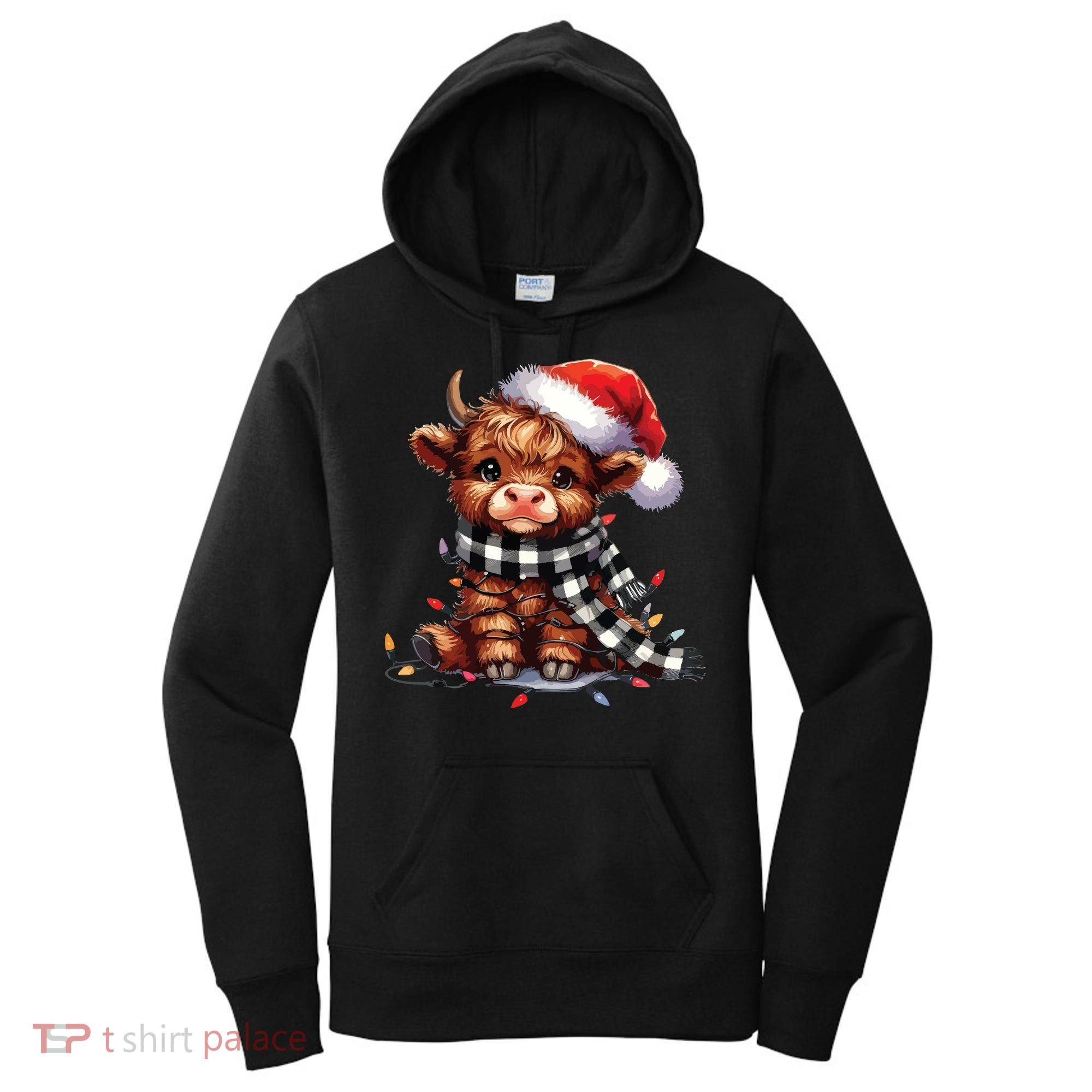 Christmas Lights Highland Cow Women's Hoodie