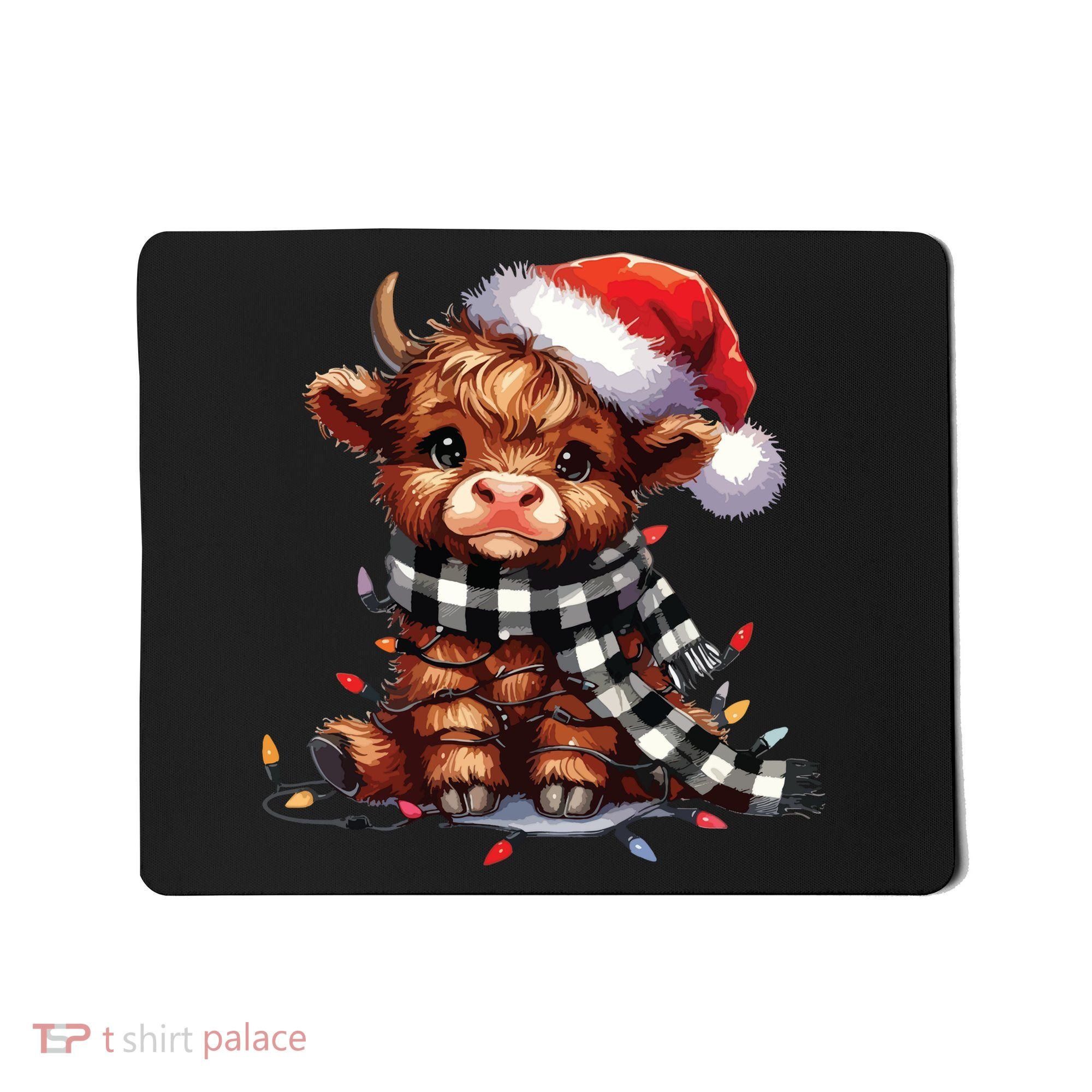 Christmas Lights Highland Cow Mousepad