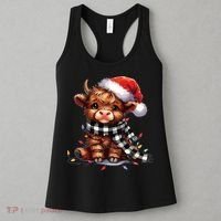 Christmas Lights Highland Cow Women's Tank Top thumb 3