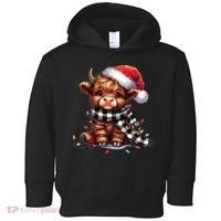 Christmas Lights Highland Cow Toddler Hoodie thumb 0