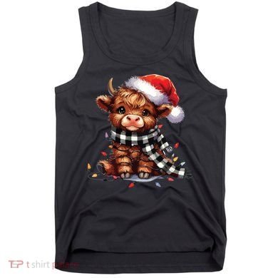 Christmas Lights Highland Cow Tank Top