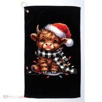 Christmas Lights Highland Cow Golf Towel thumb 0