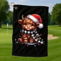 Christmas Lights Highland Cow Golf Towel thumb 1