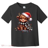 Christmas Lights Highland Cow Toddler T-Shirt thumb 0