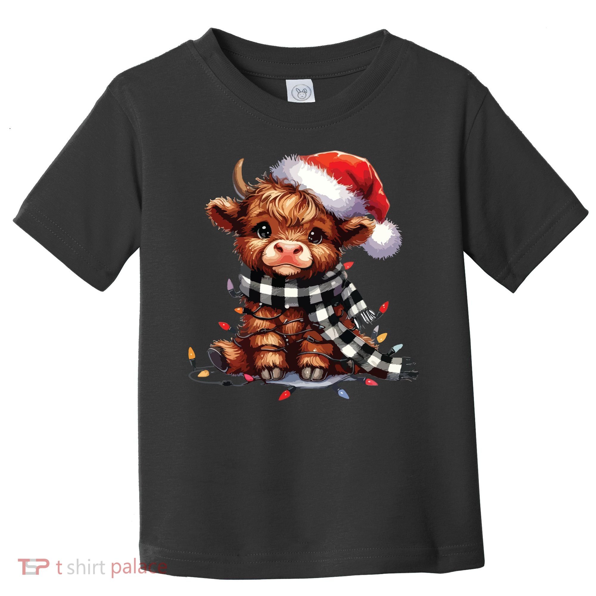 Christmas Lights Highland Cow Toddler T-Shirt