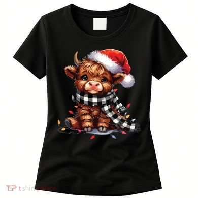 Christmas Lights Highland Cow Women's T-Shirt
