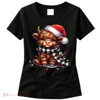 Christmas Lights Highland Cow Women's T-Shirt thumb 0