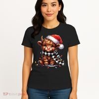 Christmas Lights Highland Cow Women's T-Shirt thumb 4