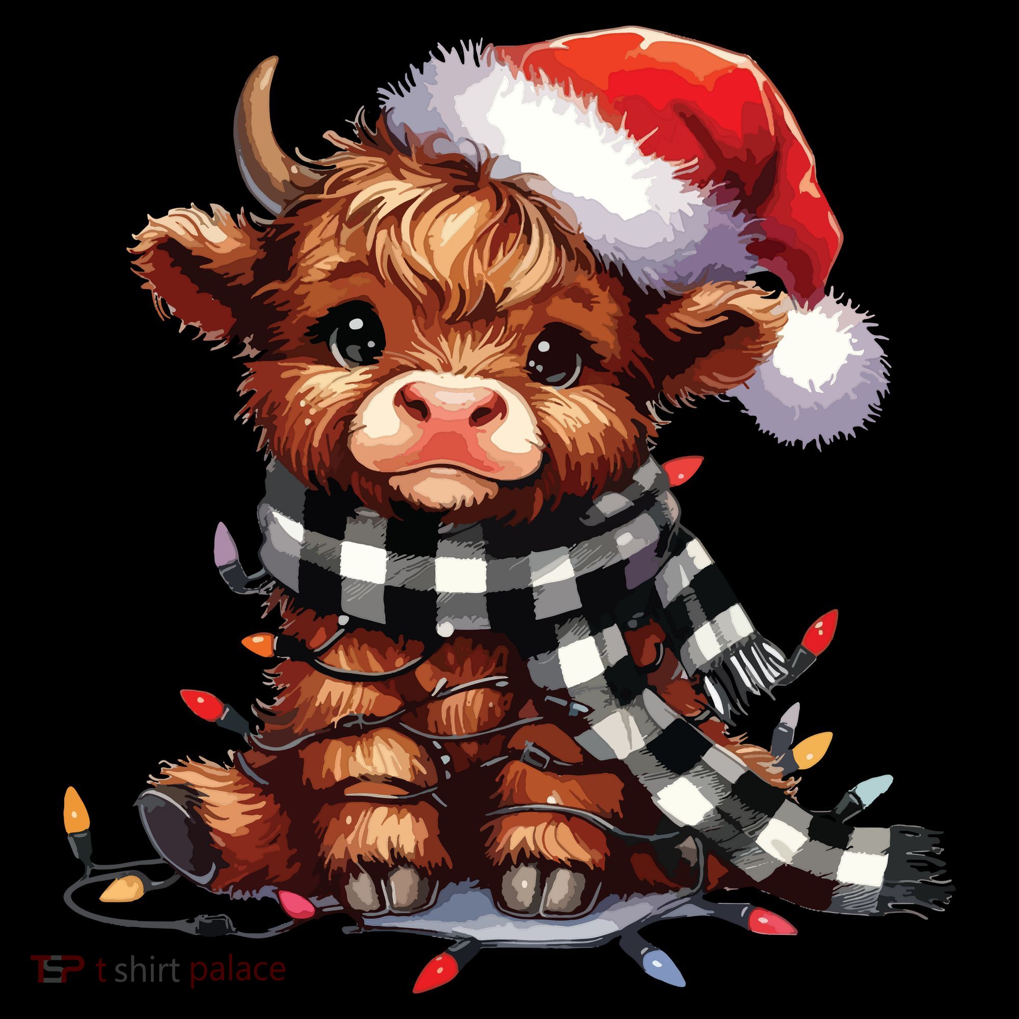 Christmas Lights Highland Cow Women's T-Shirt
