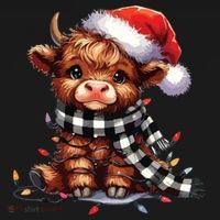 Christmas Lights Highland Cow Kids Sweatshirt thumb 2