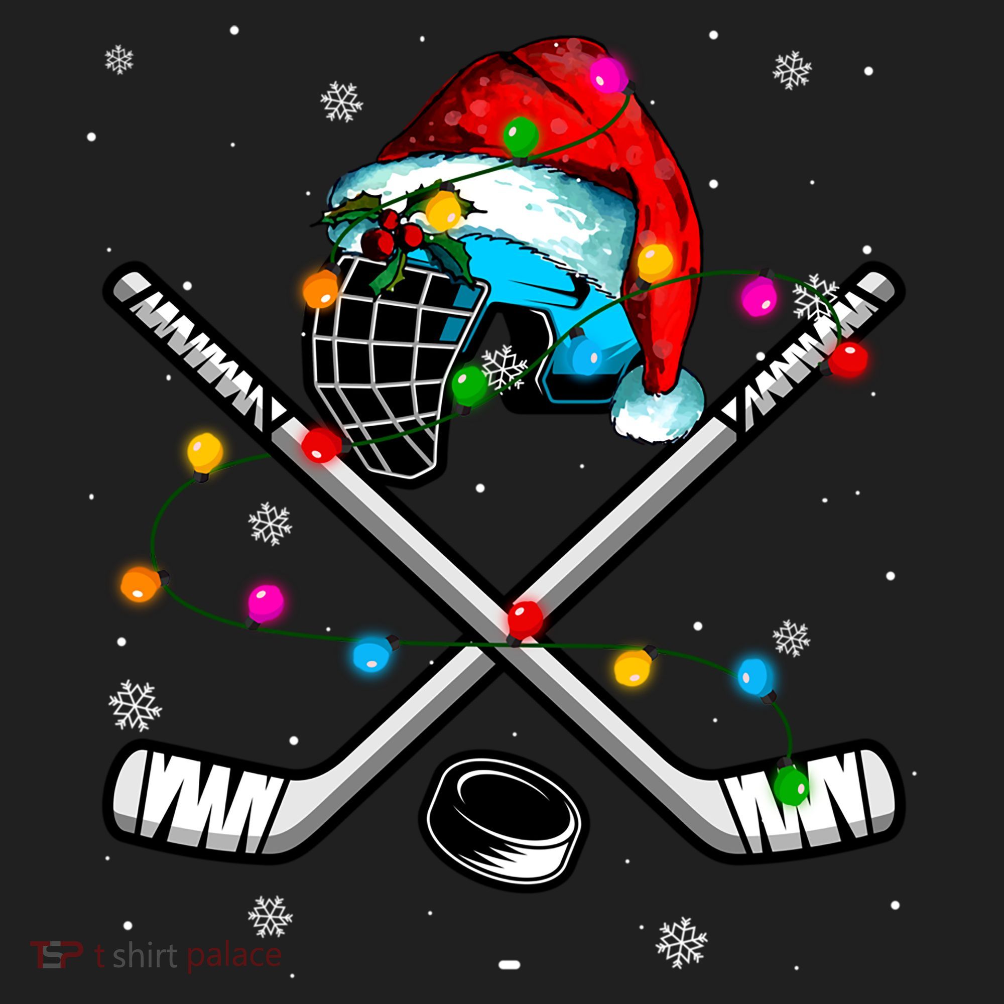 Christmas Lights Hockey Santa Hat Sport Hockey Lover Gift Beanie