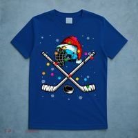 Christmas Lights Hockey Santa Hat Sport Hockey Lover Gift T-Shirt thumb 5