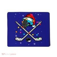 Christmas Lights Hockey Santa Hat Sport Hockey Lover Gift Mousepad thumb 0