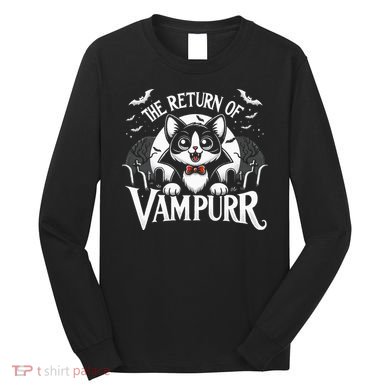 Cat Lover Halloween Funny Cute The Return of Vampurr Long Sleeve Shirt