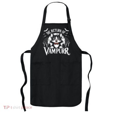 Cat Lover Halloween Funny Cute The Return of Vampurr Apron