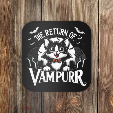 Cat Lover Halloween Funny Cute The Return of Vampurr Coaster