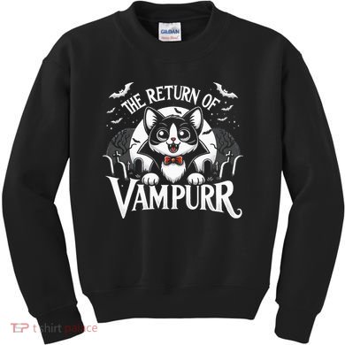 Cat Lover Halloween Funny Cute The Return of Vampurr Kids Sweatshirt