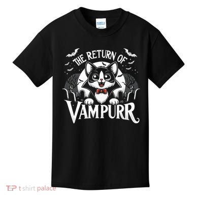 Cat Lover Halloween Funny Cute The Return of Vampurr Kids T-Shirt