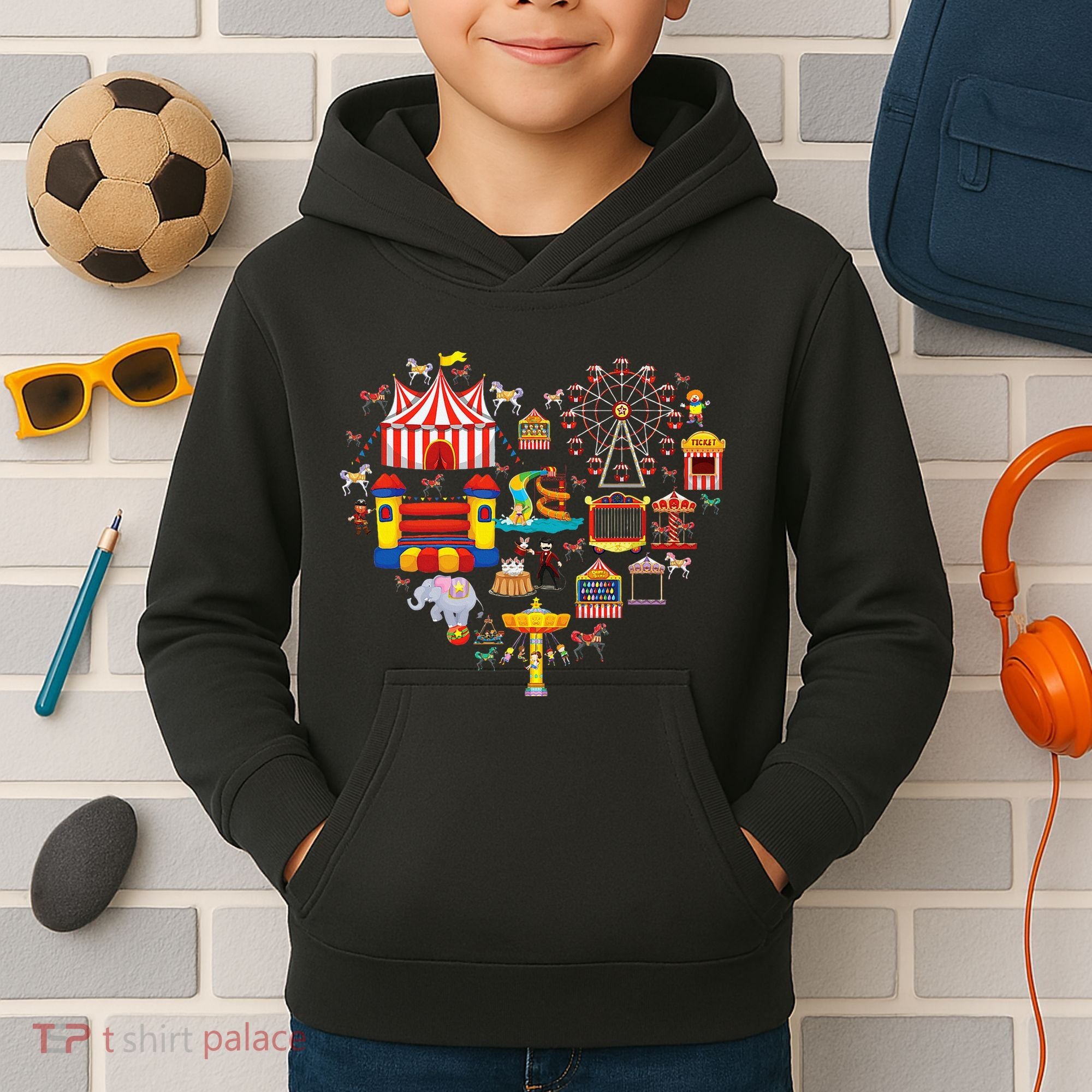 Circus Love Heart Ringmaster Party Circus Kids Hoodie