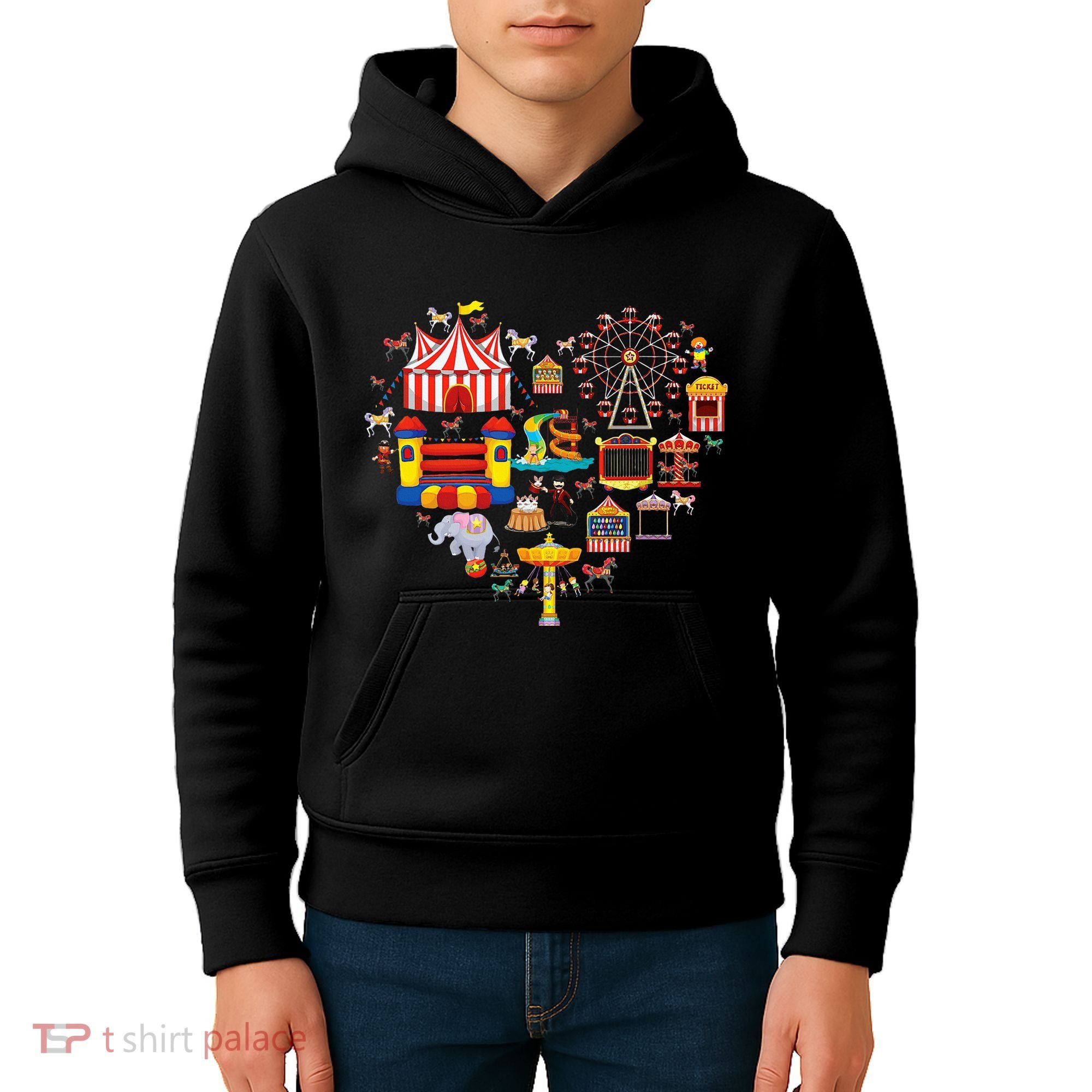 Circus Love Heart Ringmaster Party Circus Kids Hoodie